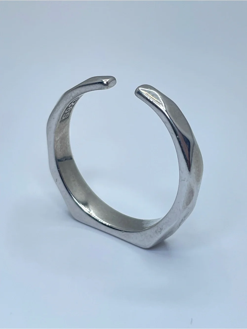 925 Sterling Silver Open Band Ring Sz 8 Minimalist Modern Geometric Stacking